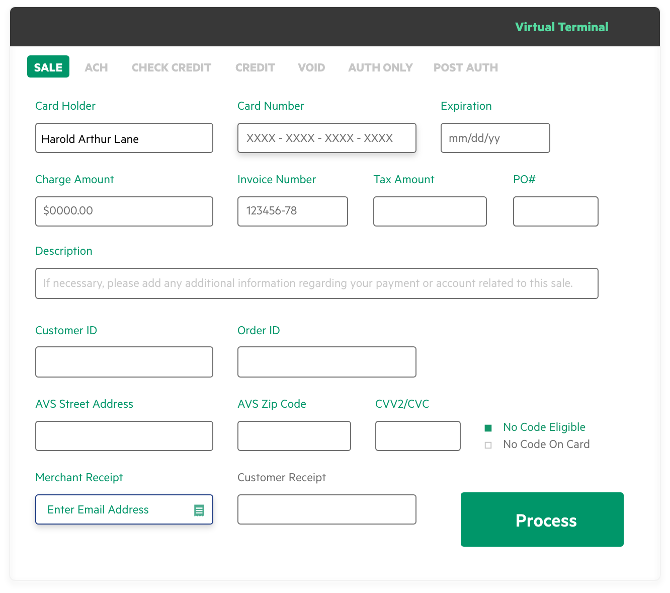 Virtual terminal interface illustration